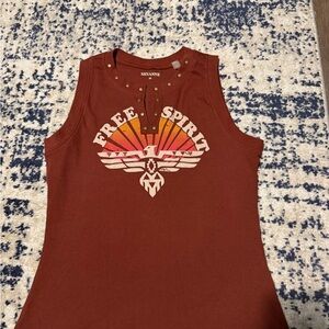 Shyanne Rust Graphic 'Free Spirit' Studded Tank